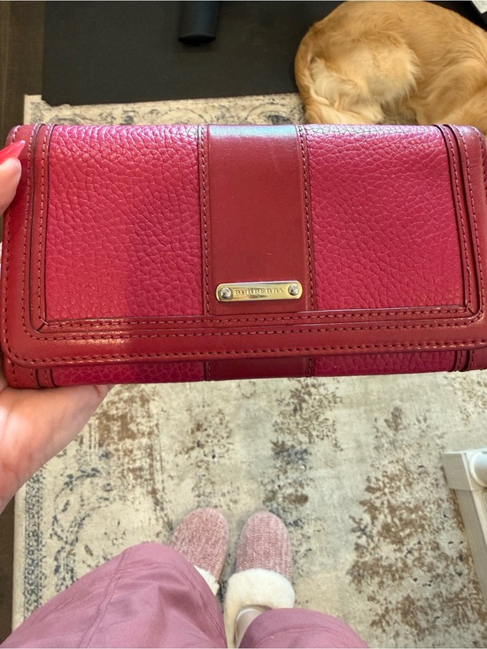 Burberry Handbags - Burberry Pink and Burgundy Leather Continental Wallet